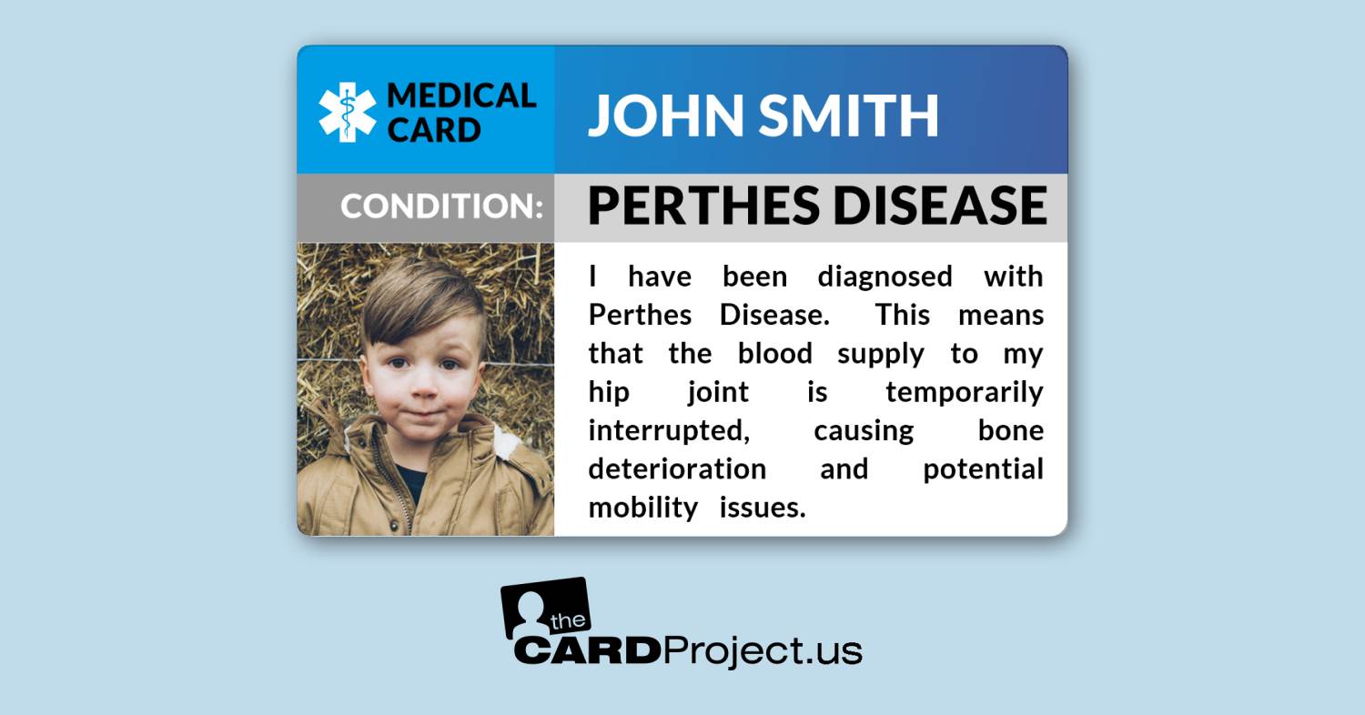 Perthes Disease Photo Medical ID Card (FRONT)